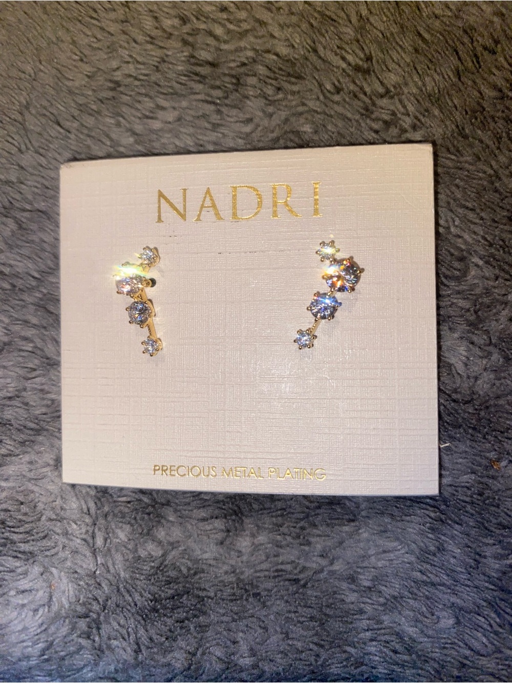 Nadri Gold Crystal Ear Climbers with Clear Stones